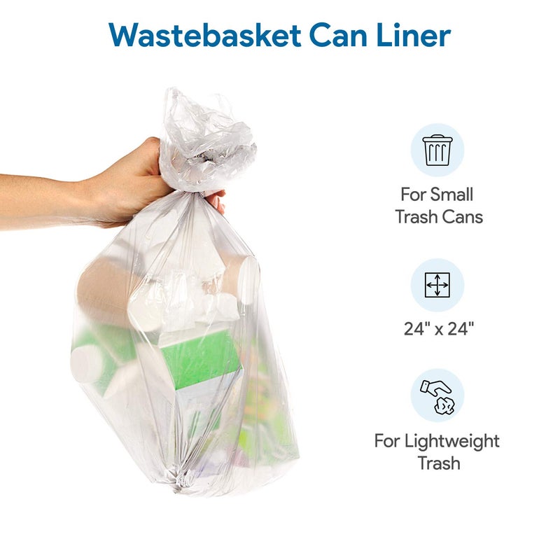 ProCure 7-10 Gallon Clear Garbage Can Liners, 100 Count - Small - Medium Trash Can Liners - High Density, Thin, Lightweight, 8 Microns - for Office, Home, Hospital Wastebaskets - 2 Coreless Rolls - Image 3